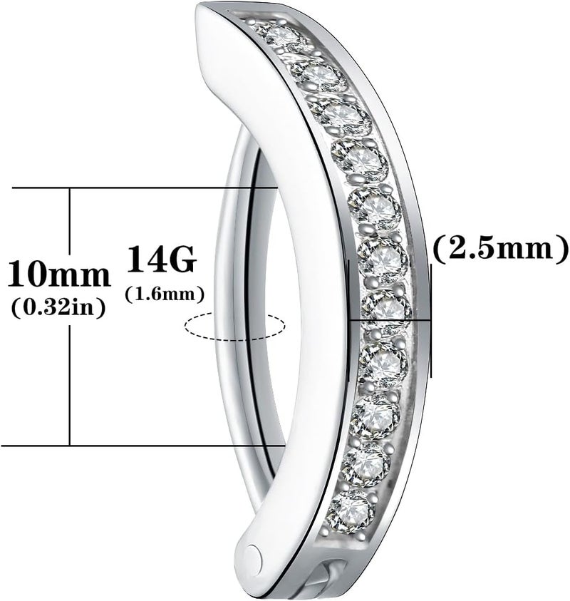 VOJO 14G G23 Titanium Clicker Belly Button Ring,10/12mm Reverse Curved Hoop Navel Barbell Piercing Jewelry - Image 5